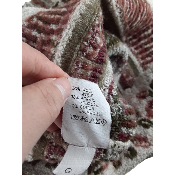 Vintage Servato Womens Rose Wool Blend Mock 3/4 Sleeve Carpet Rug Sweater S - Picture 7 of 7